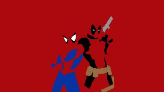 Spider-man deadpool wade wilson marvel red background wallpaper