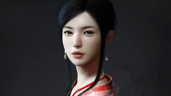 Women models asians earrings digital art 3d girls wallpaper