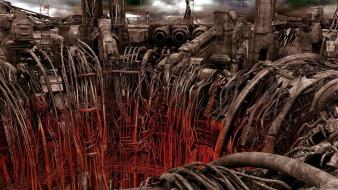 Art science fiction artwork post apocalyptic cables wallpaper