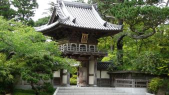 Japan trees asian architecture gates wallpaper