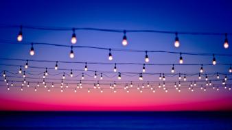 Power lines light bulbs seascapes skies skyland wallpaper