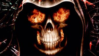 Flames skulls fire deviantart digital art wallpaper