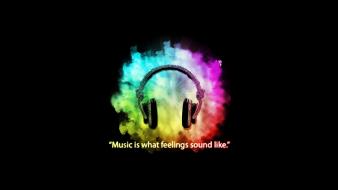 Headphones music multicolor sound black background feeling wallpaper