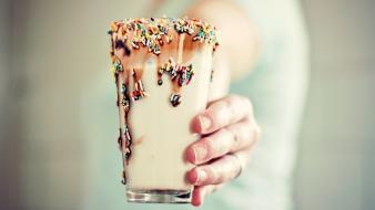 Milk hands candy cups objects sprinkles wallpaper