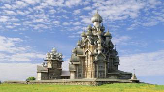 Russia fields buildings cathedral skyscapes view kizhi wallpaper