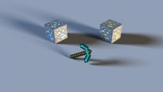 Video games minimalistic gold minecraft pickaxes diamond wallpaper