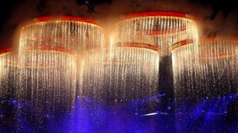 Water fire fireworks stadium performance olympics 2012 wallpaper