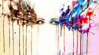 Abstract paintings eyes multicolor masks promises lies wallpaper