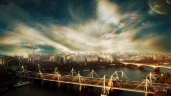 Bridges skyscapes cities wallpaper