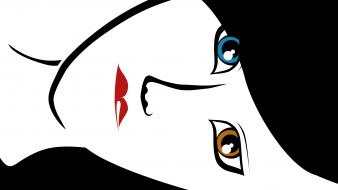 Women black and white eyes faces vector art wallpaper