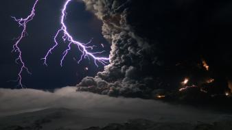 Clouds landscapes nature lightning