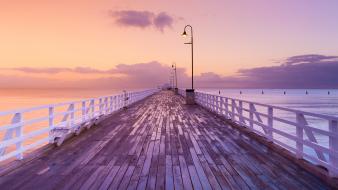 Coast horizon dawn pier australia skyscapes sea wallpaper