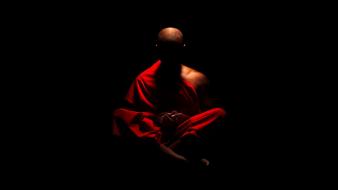 Monk martial arts meditation black background shaolin wallpaper