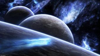 Outer space galaxies planets wallpaper