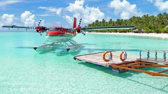 Water ocean landscapes nature beach aircraft tropical sea wallpaper