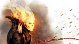 Comics fire ghost rider drawings chains traditional wallpaper