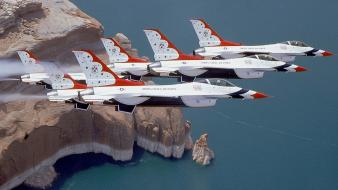 Fighting falcon jet aircraft widescreen usaf thunderbirds wallpaper