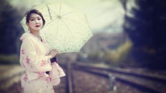 Kimono asians korean parasol han seo young wallpaper