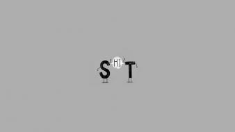 Minimalistic humor shit funny typography letters gray background wallpaper