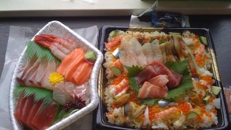 Rice shrimps salmon japanese food wallpaper