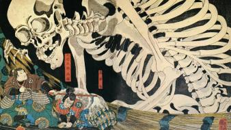 Samurai skeletons ukiyo-e utagawa kuniyoshi wallpaper