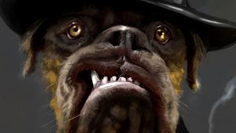 Dogs illustrations mafia artwork bulldog hats wallpaper