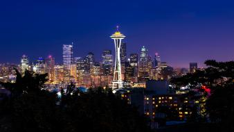 Cityscapes skylines night lights seattle washington