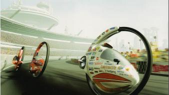 Futuristic sports science fiction stadium races wallpaper