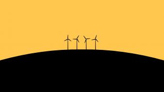Sunset energy windmills wallpaper