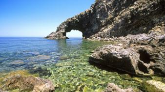 Water rocks sicily sea wallpaper