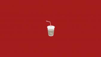 Minimalistic drinks fast food simple background red wallpaper