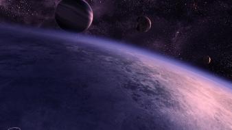 Outer space stars galaxies planets science fiction wallpaper