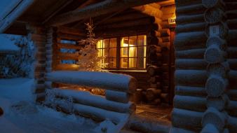 Winter houses christmas finland macro wallpaper