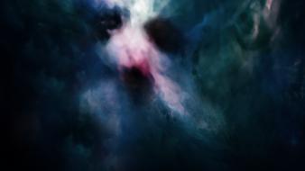 Blue dark smoke spirit artwork faces blurred ghost wallpaper