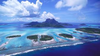 Clouds landscapes nature forest islands skyscapes sea