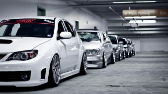 Garages white cars subaru impreza wrx sti