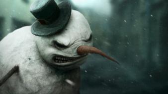 Horror digital art artwork snowman evil wallpaper