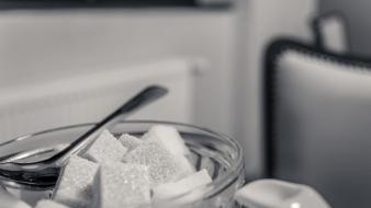 Spoons sugar grayscale cubes wallpaper