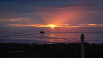 Water sun boats scotland evening skies sundown sea wallpaper