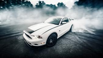 Muscle cars ford mustang white drifting american drift wallpaper