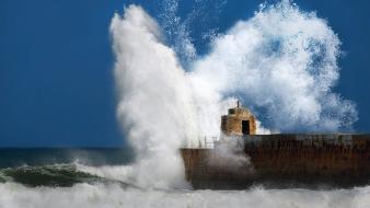 Ocean storm pier breakwater sea wallpaper