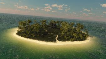 Ocean tropical islands digital art wallpaper