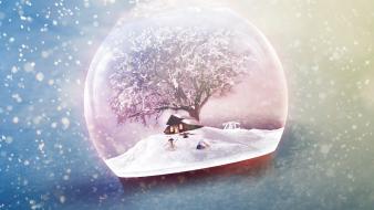 Snow frost december globe wallpaper