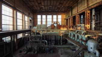 Cityscapes abandoned factory windows wallpaper