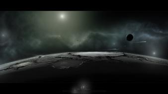 Outer space stars planets digital art moons wallpaper