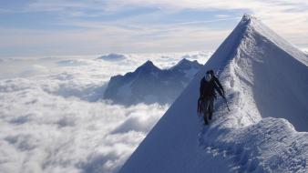 Climbing mountains snow wallpaper