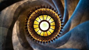 Lights architecture artwork chandelier ceiling spirals wallpaper