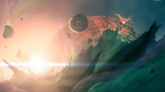 Planets digital art explosion wallpaper