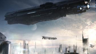 Spaceships science fiction 4 cities unsc infinity wallpaper