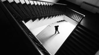 Black and white stairways wallpaper